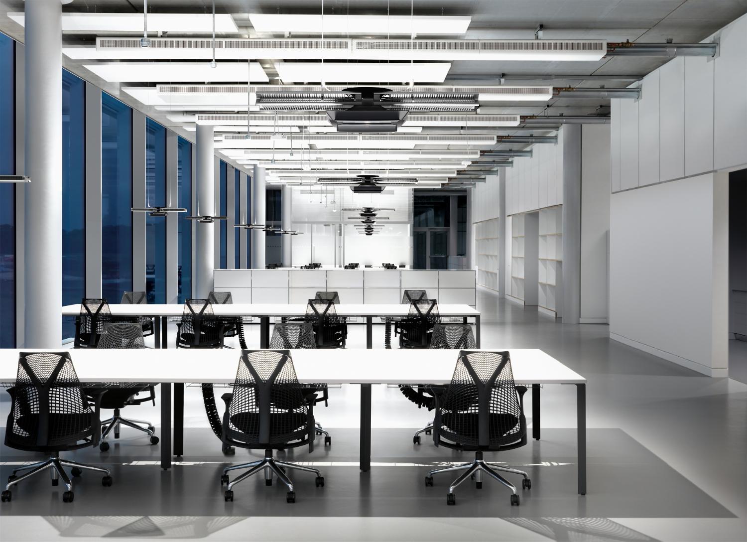 Rows on Cu-Beam lighting being used above office desks